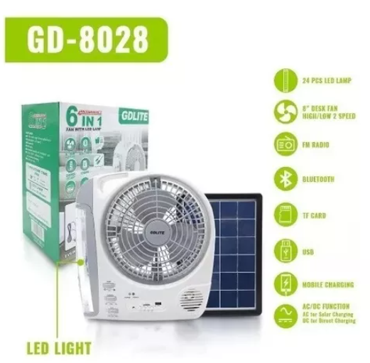 Miniatura 2 de VENTILADOR LAMPARA + PANEL SOLAR  GD-802